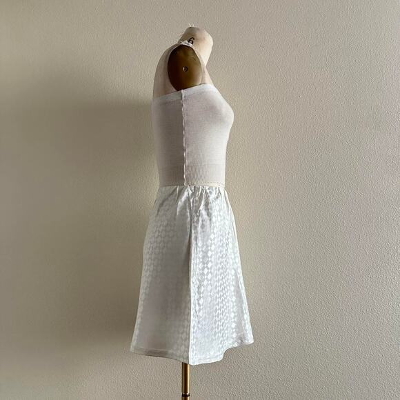 handmade white satin abstract print mini skirt - Picture 2 of 7